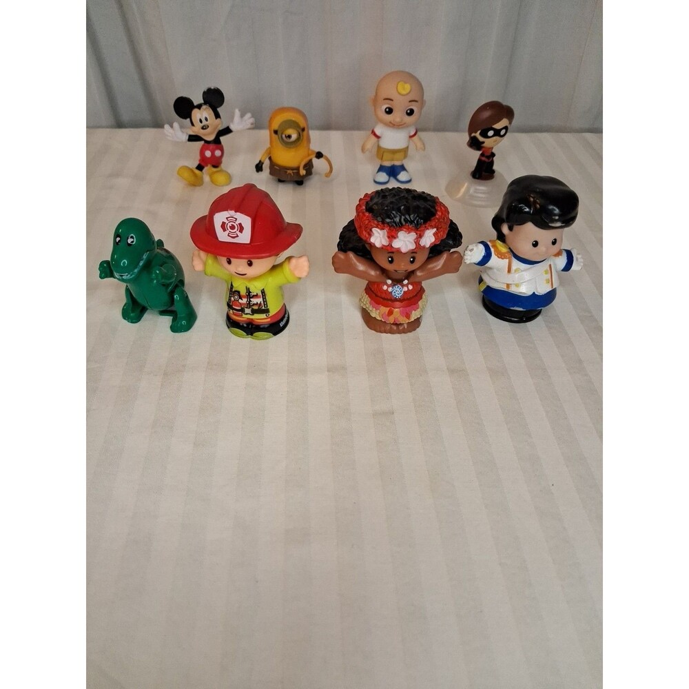 Mix Toy Lot Of 8 Little People,  Mickey, Dinosaur, Cocomelon, Minion